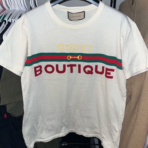 2021 Gucci Boutique Web Accent Print T-Shirt - Picture 1 of 8